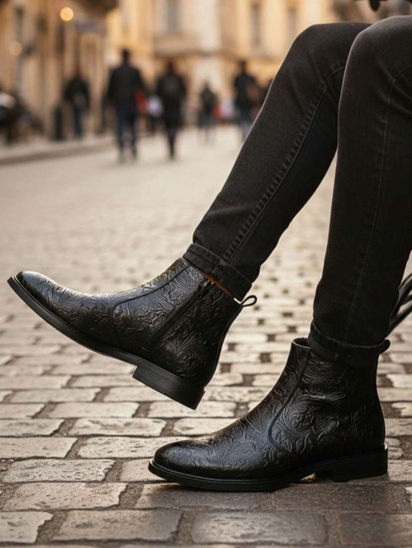 men textured high ankle boots - 22596199 -  Standard Image - 4