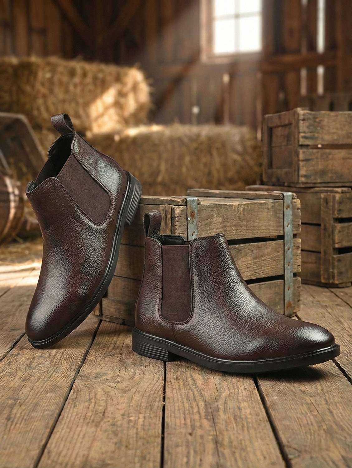 Men Solid High Ankle Boots - 22596204 -  Standard Image - 1