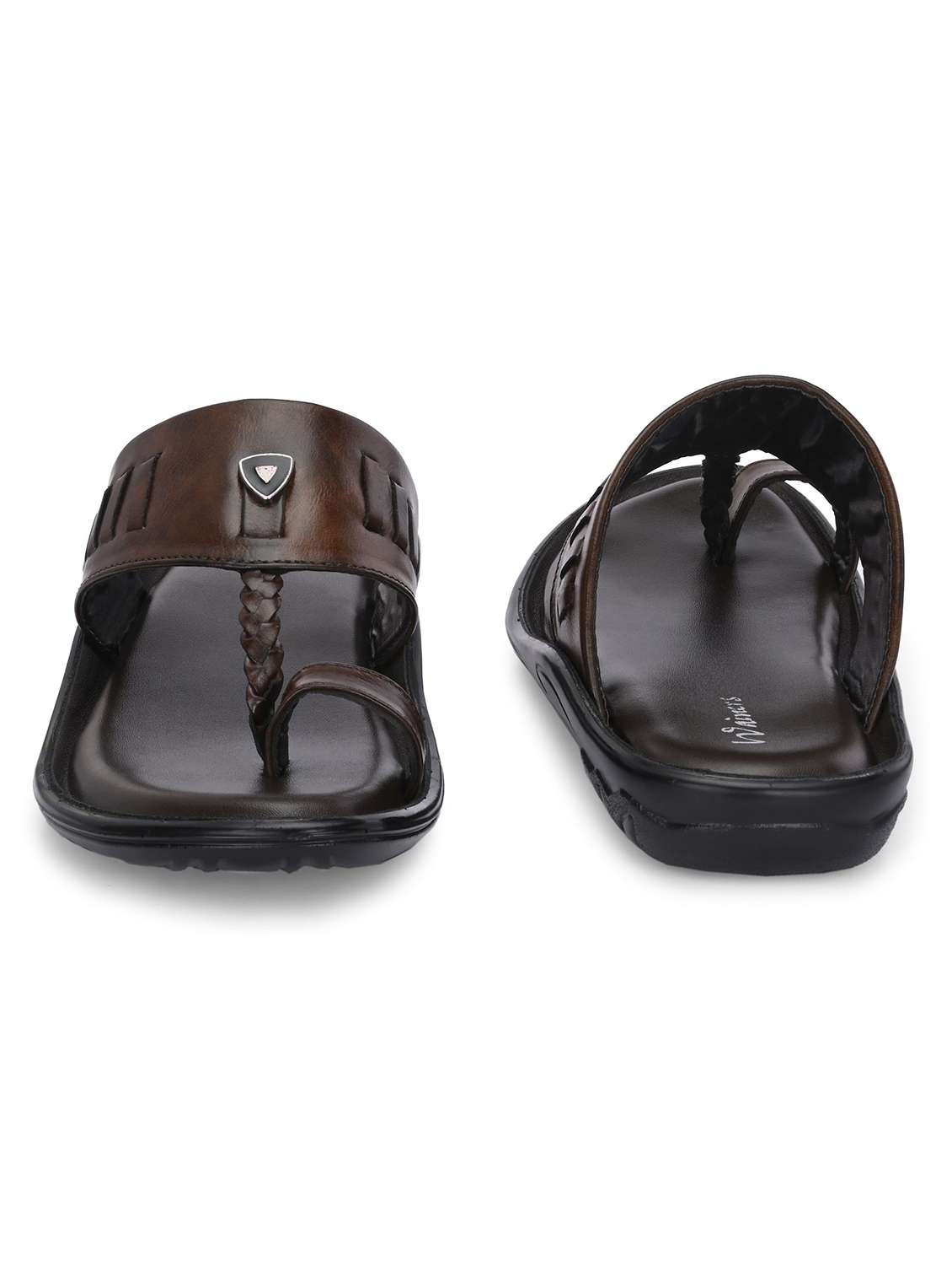 men solid slip on kolhapuri sandal - 22596211 -  Standard Image - 1