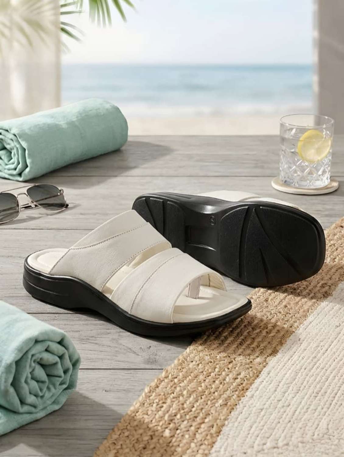 men solid slip on sandal - 22596213 -  Standard Image - 1