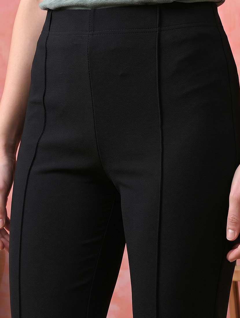 Women Solid High Rise Straight Trouser - 22596760 -  Standard Image - 1