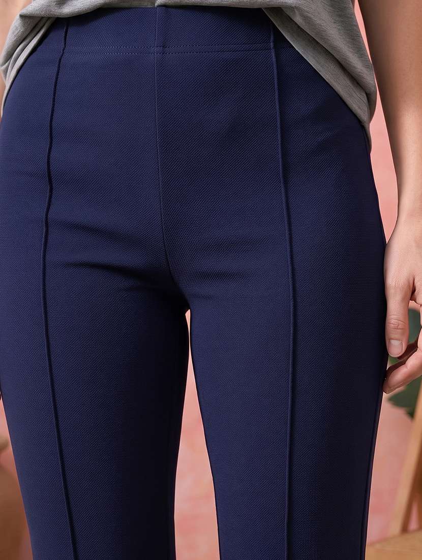 Women Solid Mid Rise Bootcut Trouser - 22596767 -  Standard Image - 1