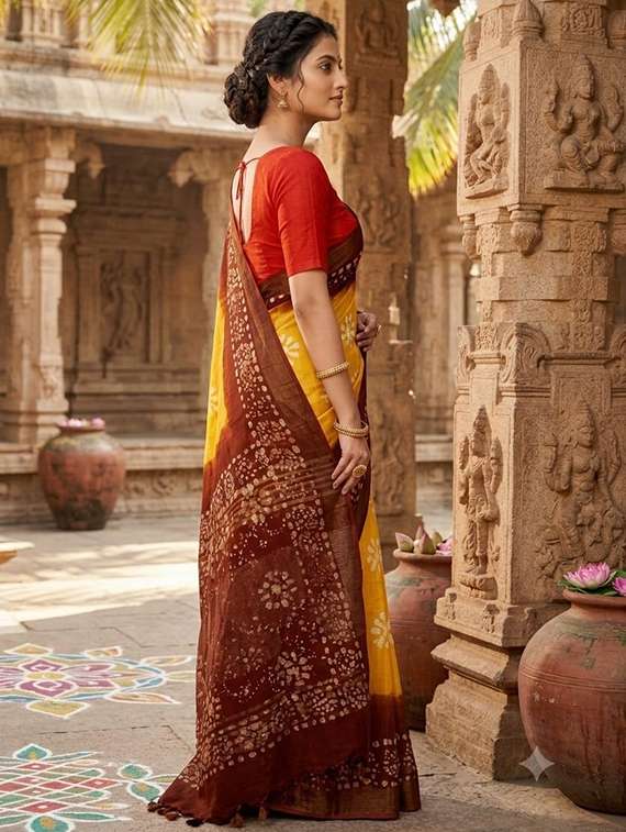 women printed casual wear saree with blouse - 22596970 -  Standard Image - 1