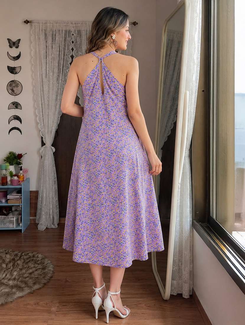 women printed sleeveless fit and flare dress - 22596972 -  Standard Image - 4