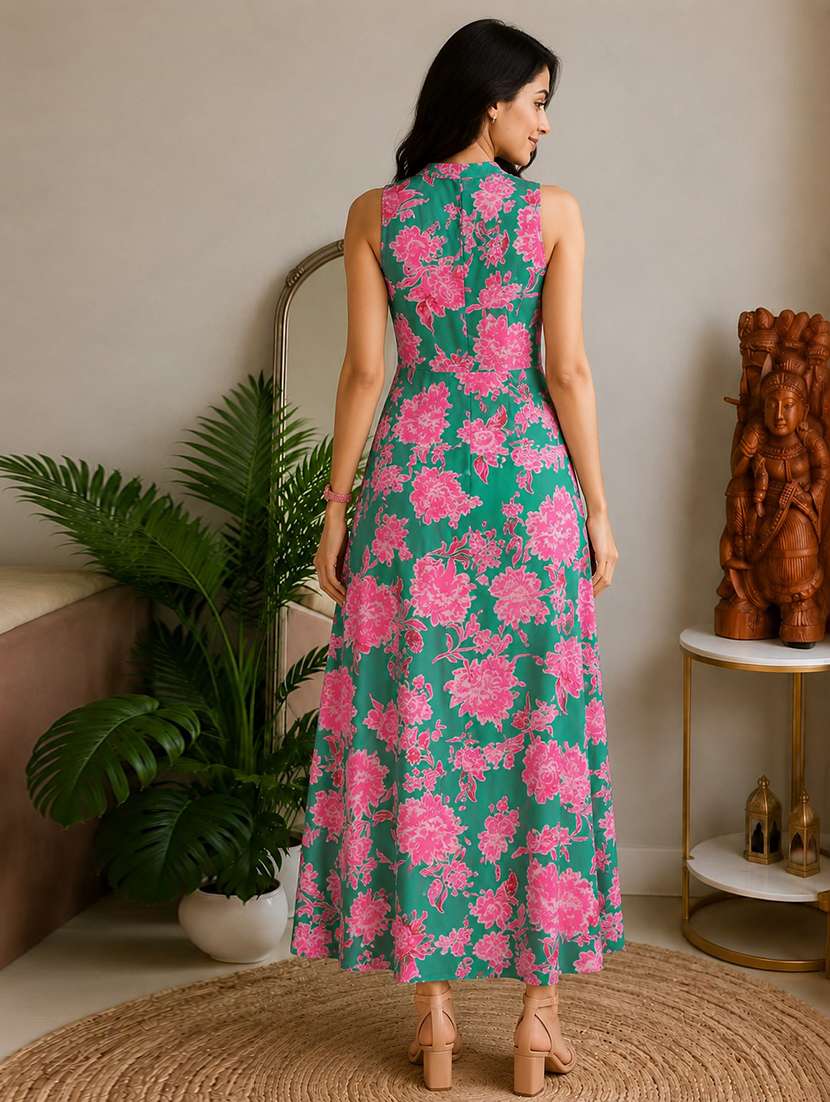women printed sleeveless fit and flare dress - 22597007 -  Standard Image - 4