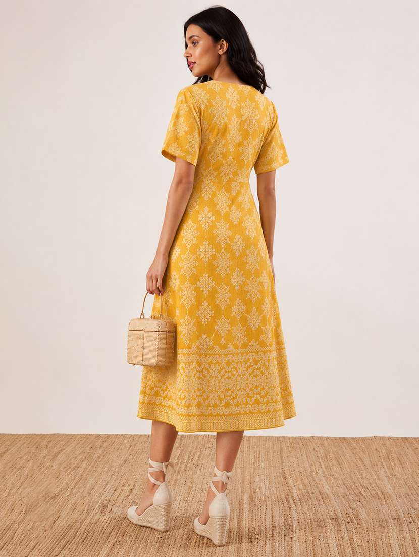 women printed short sleeves a-line dress - 22597009 -  Standard Image - 4