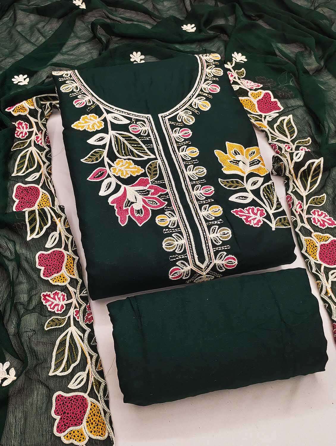 women solid with work unstitched suit set - 22597077 -  Standard Image - 1
