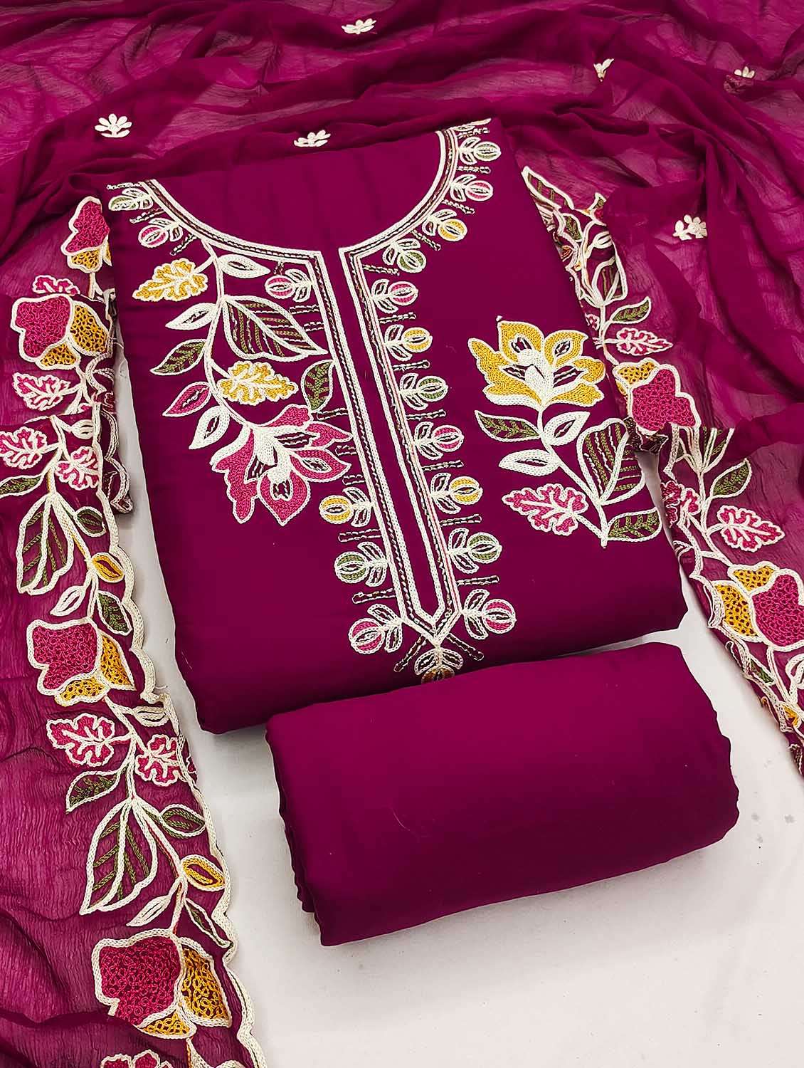 women solid with work unstitched suit set - 22597079 -  Standard Image - 1