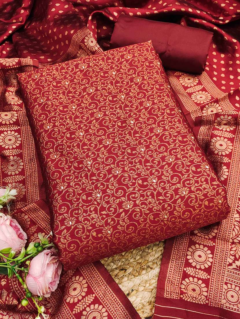 women self design unstitched suit set