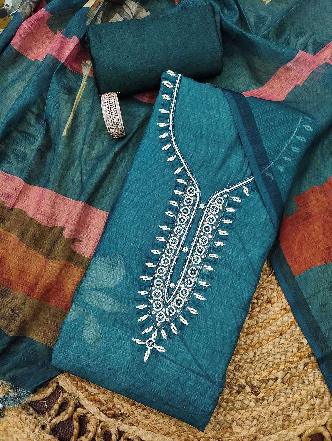 women printed unstitched suit set - 22597396 -  Standard Image - 1