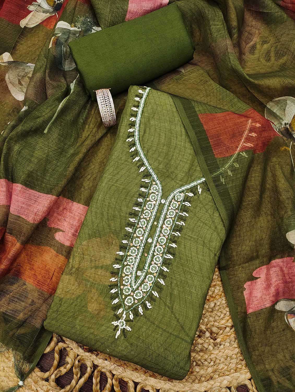 women printed unstitched suit set - 22597399 -  Standard Image - 1