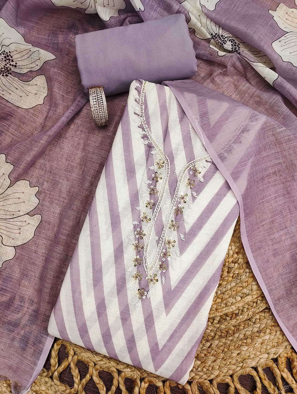 women printed unstitched suit set - 22597420 -  Standard Image - 1