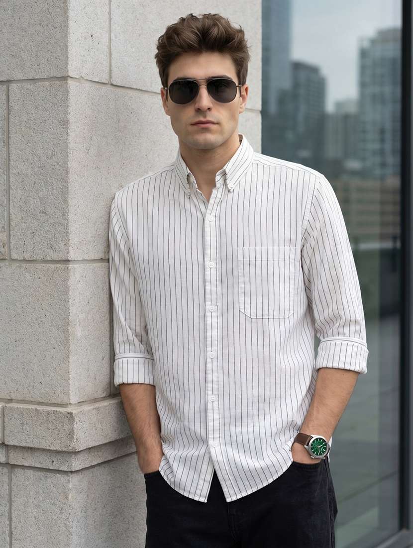 men printed long sleeves regular fit shirt
