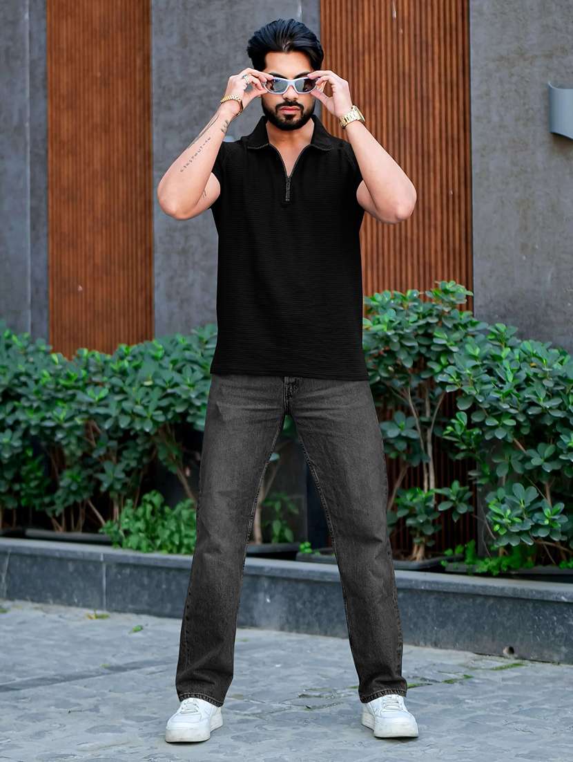 men textured raglan sleeve regular fit polo t-shirt - 22597634 -  Standard Image - 4