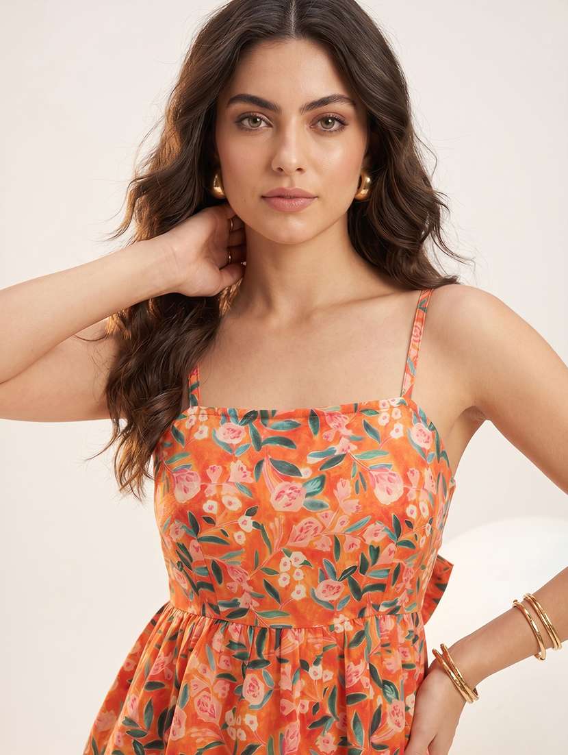 women printed shoulder strap peplum top - 22597753 -  Standard Image - 1