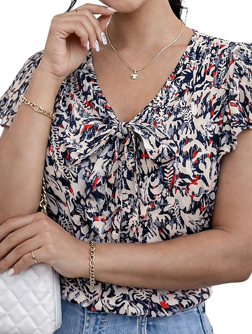 women printed short sleeves regular top - 22597803 -  Standard Image - 1