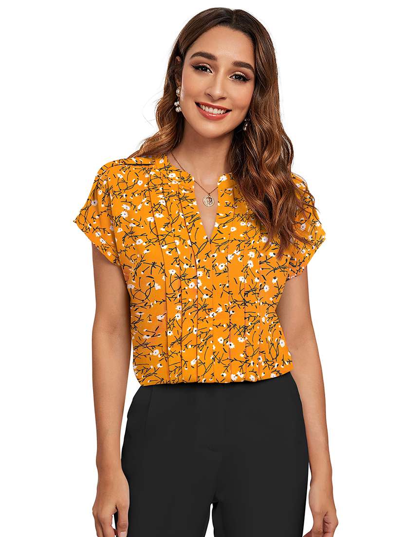 women printed short sleeves regular top