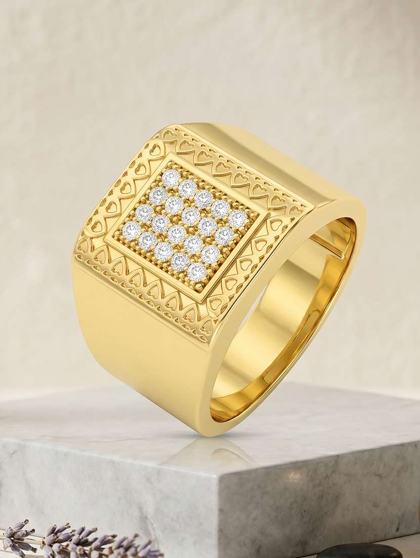 gold plated imitation diamond finger ring for men