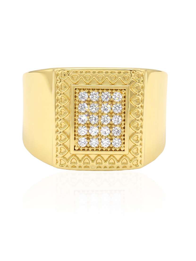 gold plated imitation diamond finger ring for men - 22597941 -  Standard Image - 1