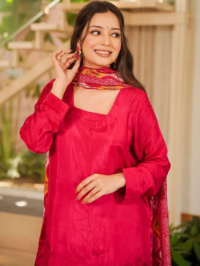 Women Solid Long Sleeves Kurta Salwar Set - 22597944 -  Standard Image - 1