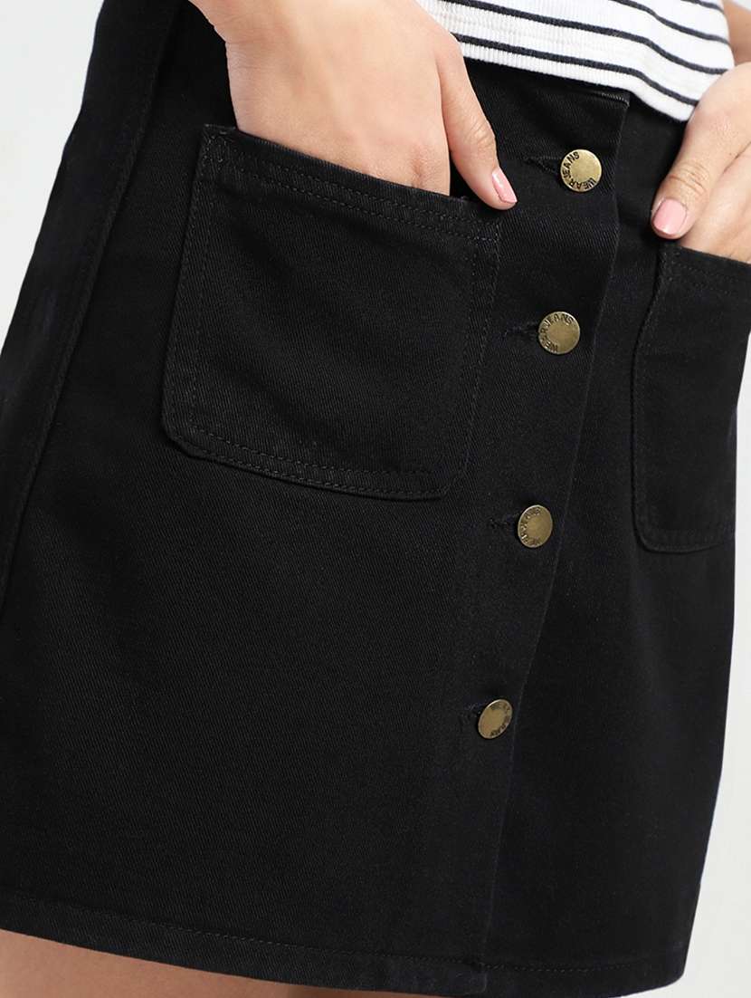 women solid mid rise a-line skirt - 22598043 -  Standard Image - 1