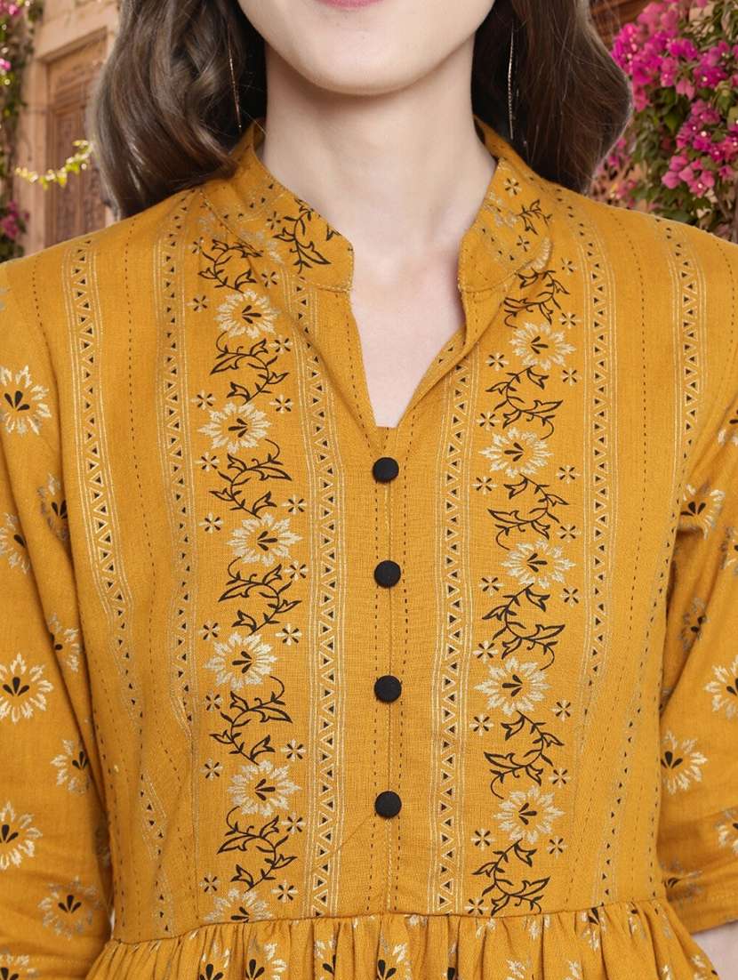 women printed three quarter sleeves anarkali dress - 22598070 -  Standard Image - 1