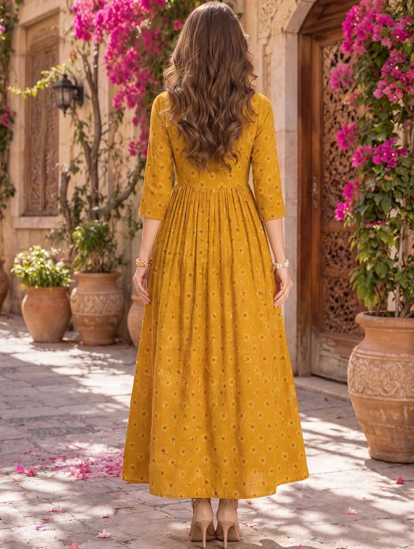 women printed three quarter sleeves anarkali dress - 22598070 -  Standard Image - 4