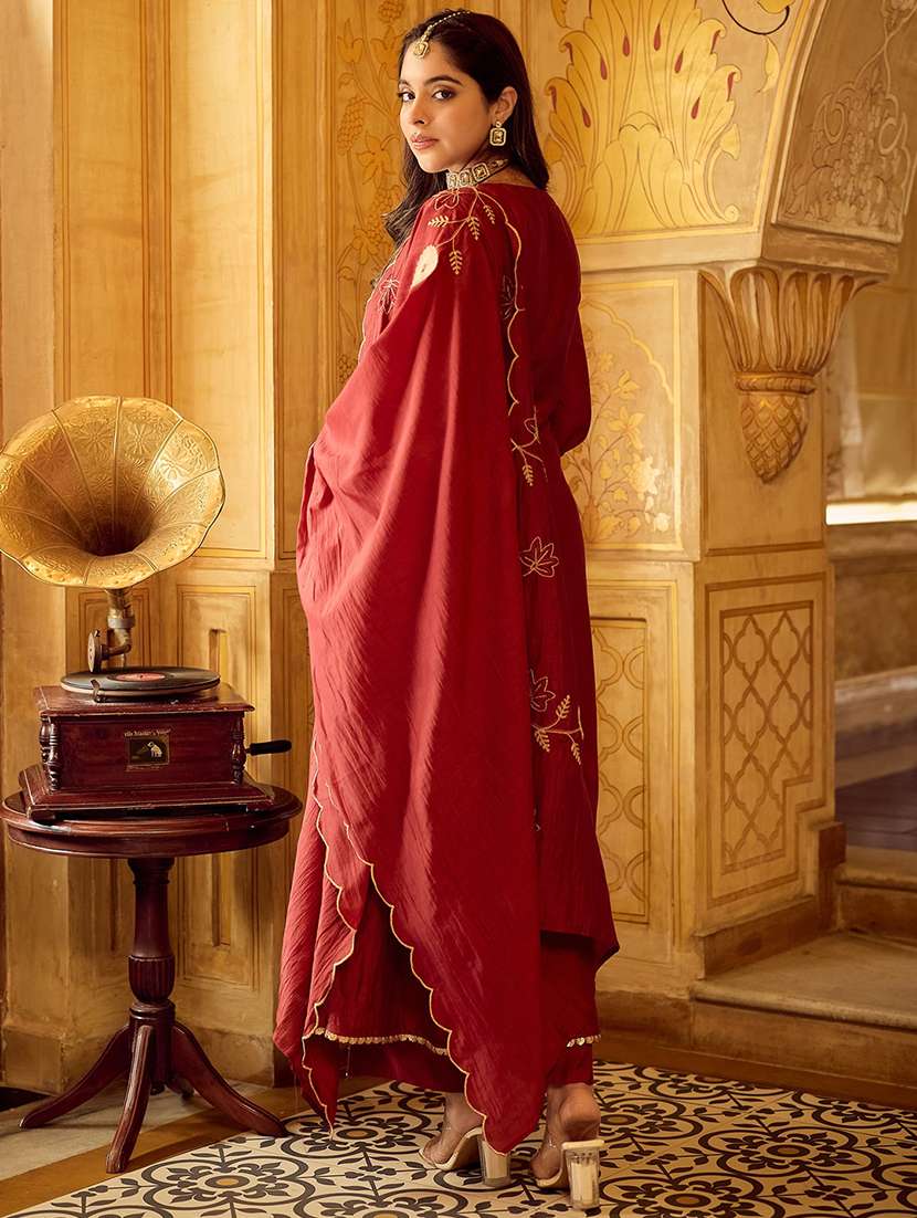 Women Embroidered Long Sleeves Kurta Pant Set With Dupatta - 22598095 -  Standard Image - 4