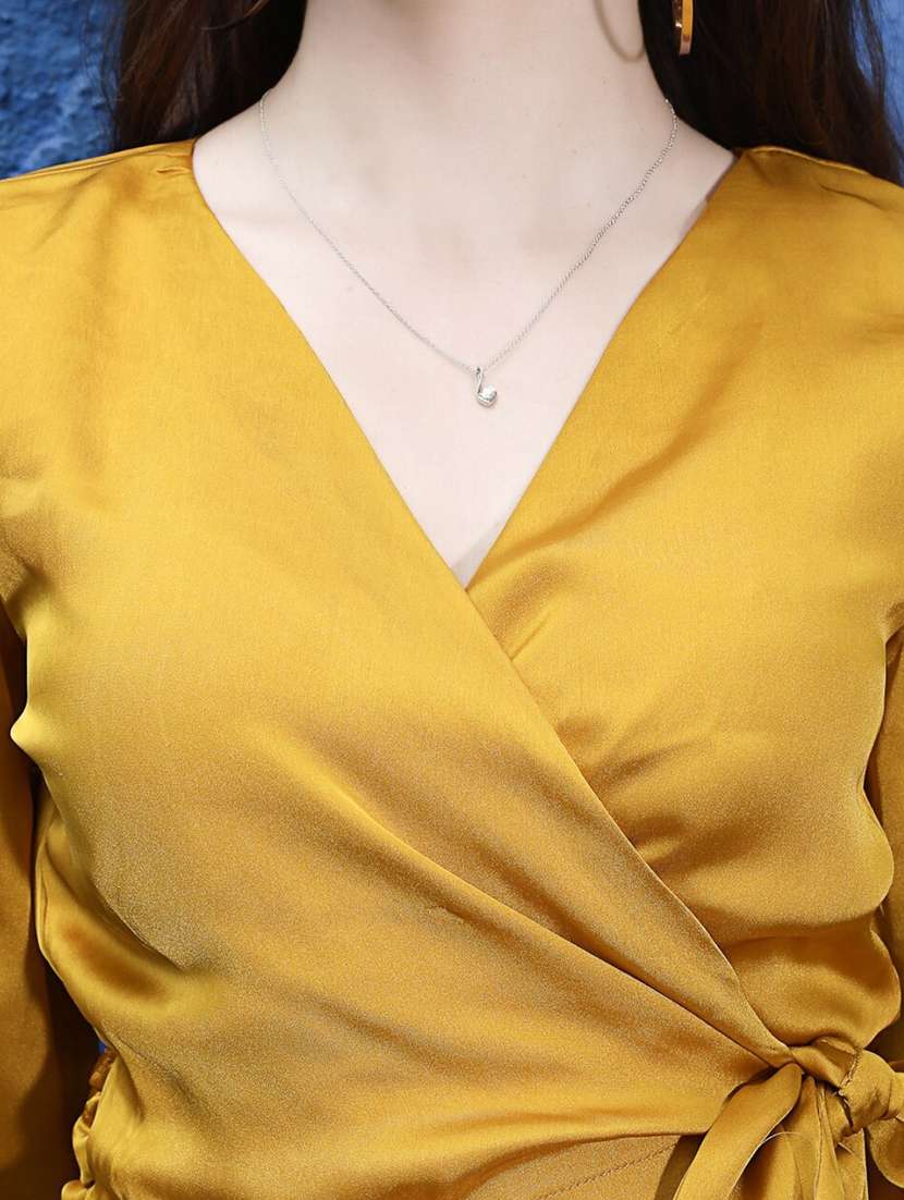 women solid bishop sleeves crop top - 22598104 -  Standard Image - 1