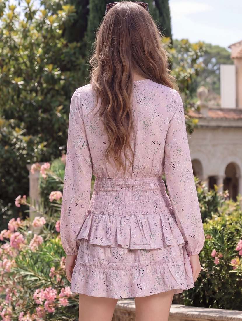 Women Printed Long Sleeves Tiered Dress - 22598124 -  Standard Image - 4