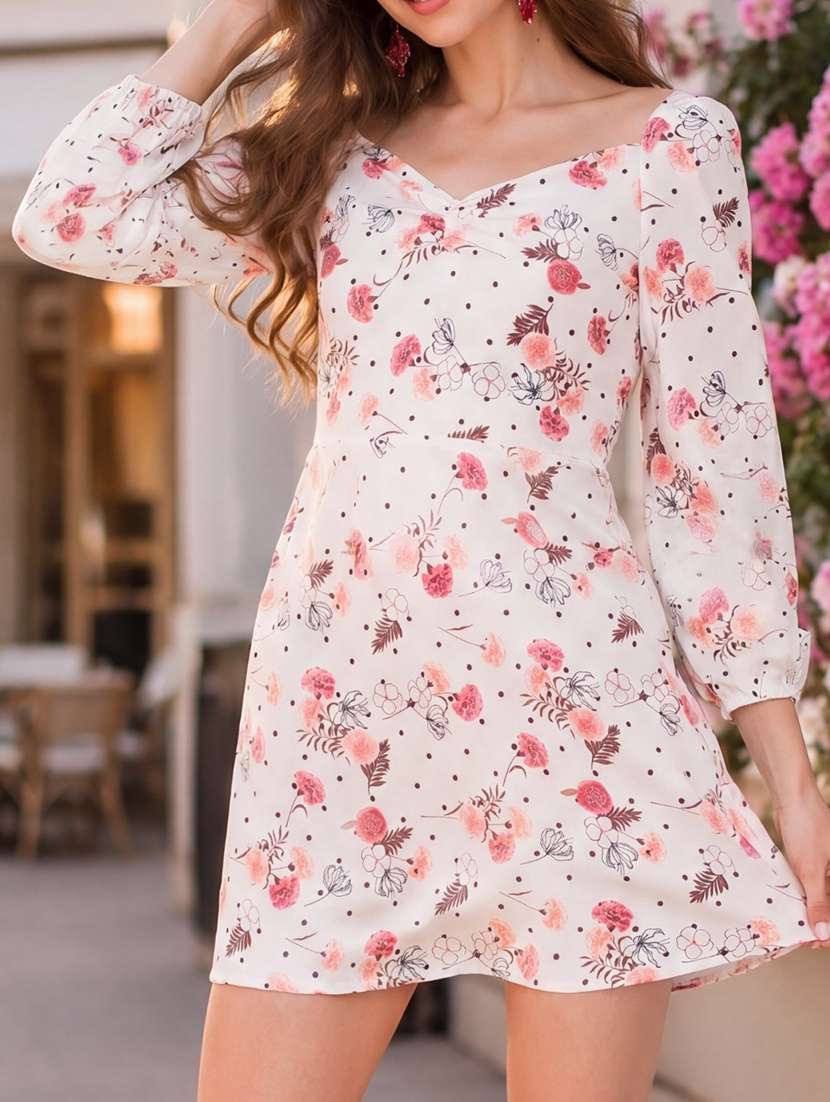 women printed long sleeves a-line dress - 22598125 -  Standard Image - 4