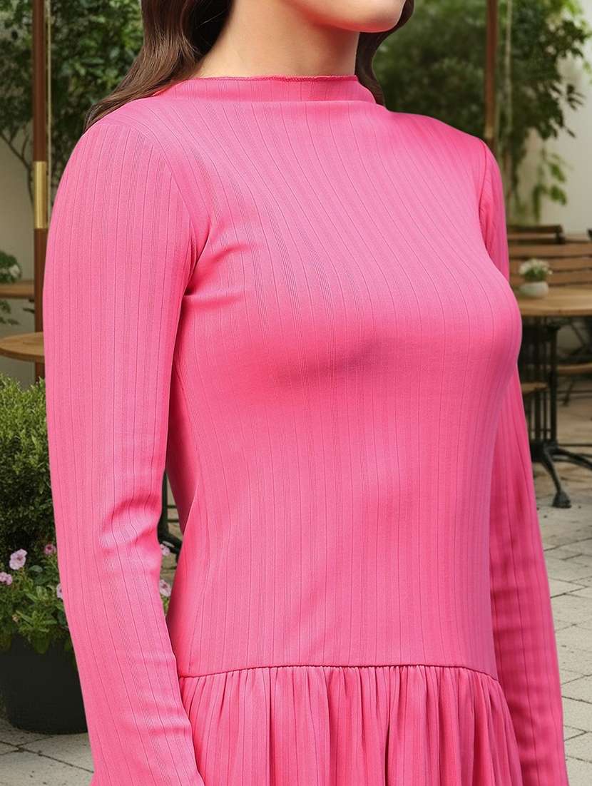 Women Self Design Long Sleeves Fitand Flare Dress - 22598136 -  Standard Image - 1