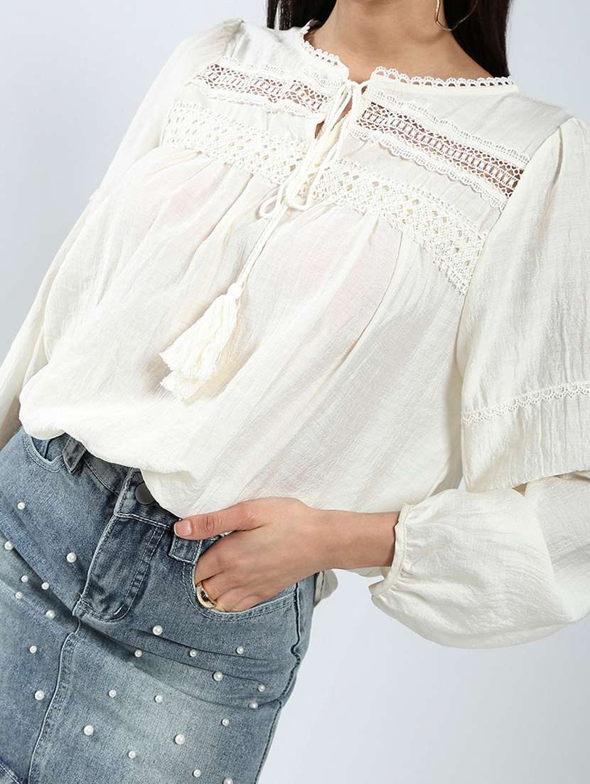 Women Solid With Work Long Sleeves Regular Top - 22598145 -  Standard Image - 1