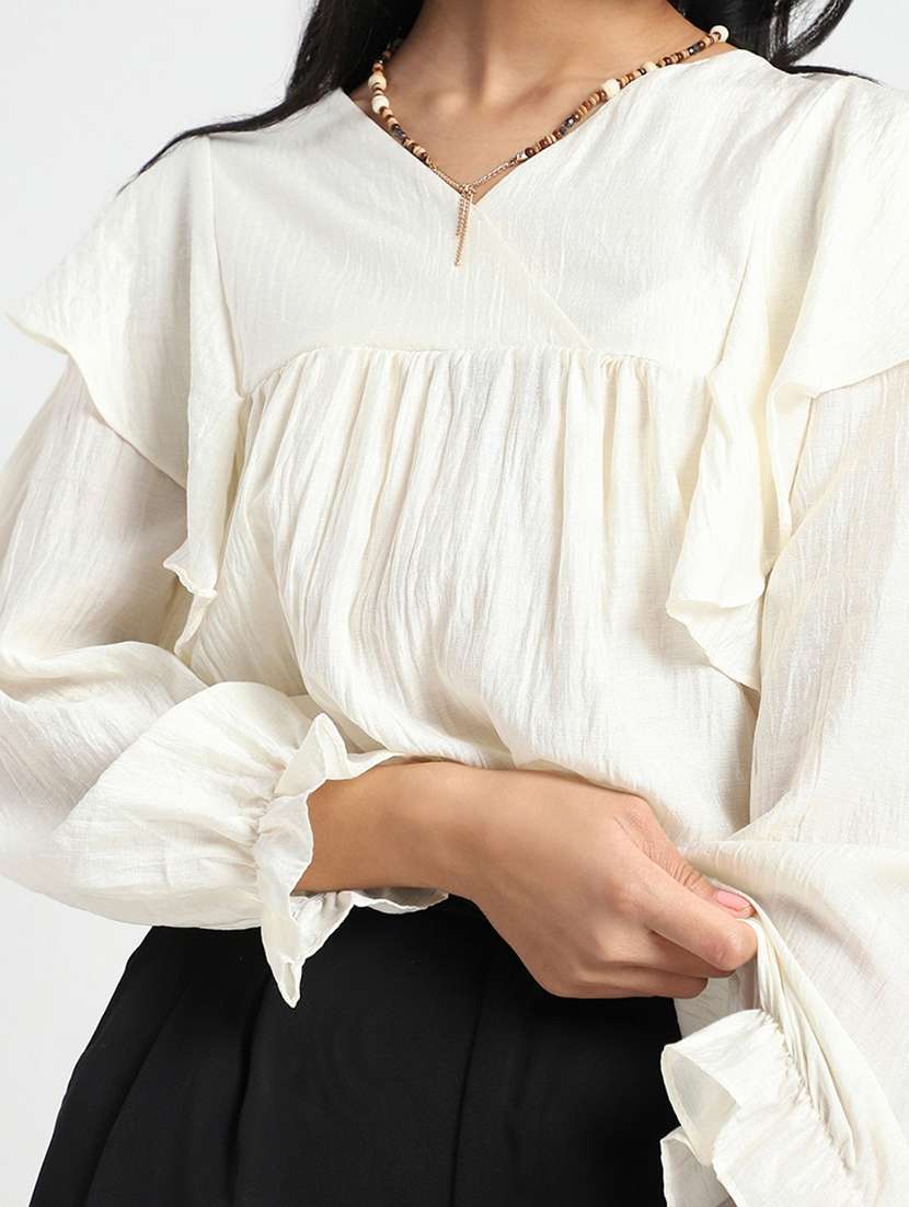 women solid long sleeves regular top - 22598146 -  Standard Image - 1