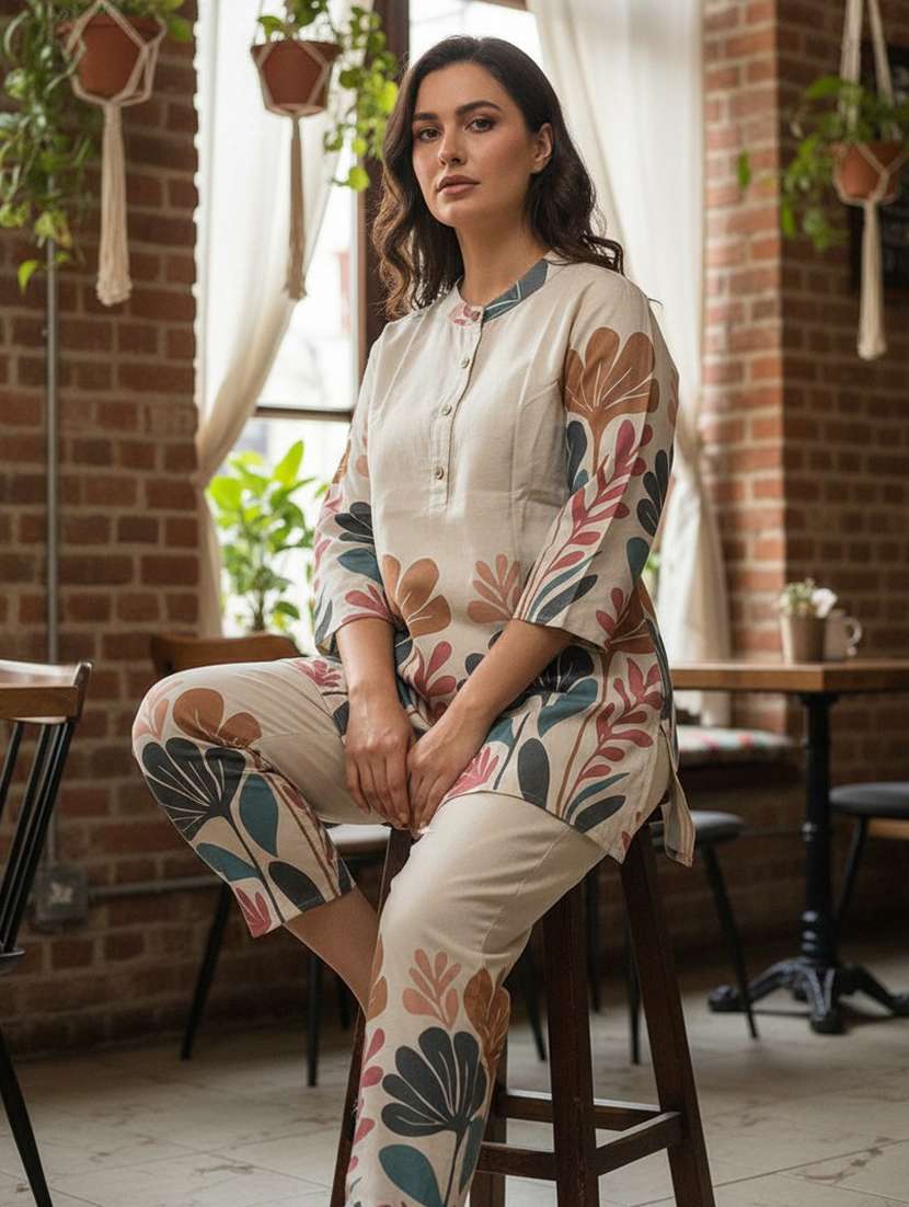 Women Embroidered Three Quarter Sleeves Ethnic Co-ord Set - 22598156 -  Standard Image - 4