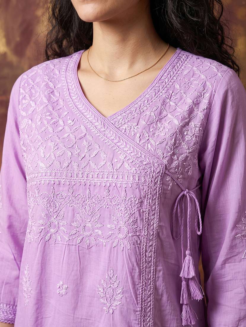 women embroidered three quarter sleeves kurta pant set  - 22598188 -  Standard Image - 1