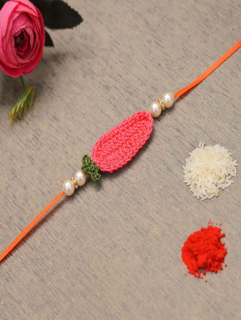 the magic wand trendy handcrafted crochet flower shaped rakhi - 22598267 -  Standard Image - 1
