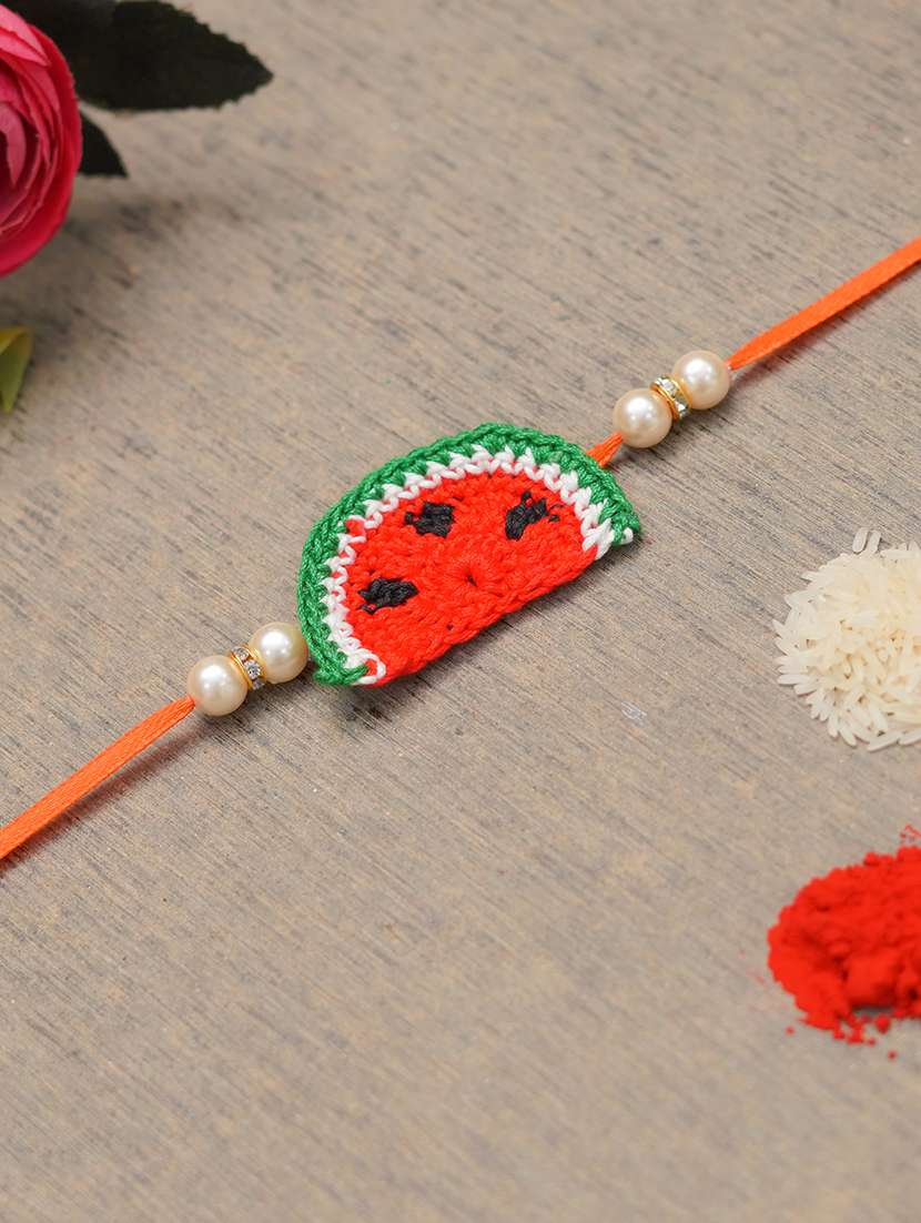 the magic wand trendy handcrafted crochet watermelon shaped rakhi  - 22598268 -  Standard Image - 1