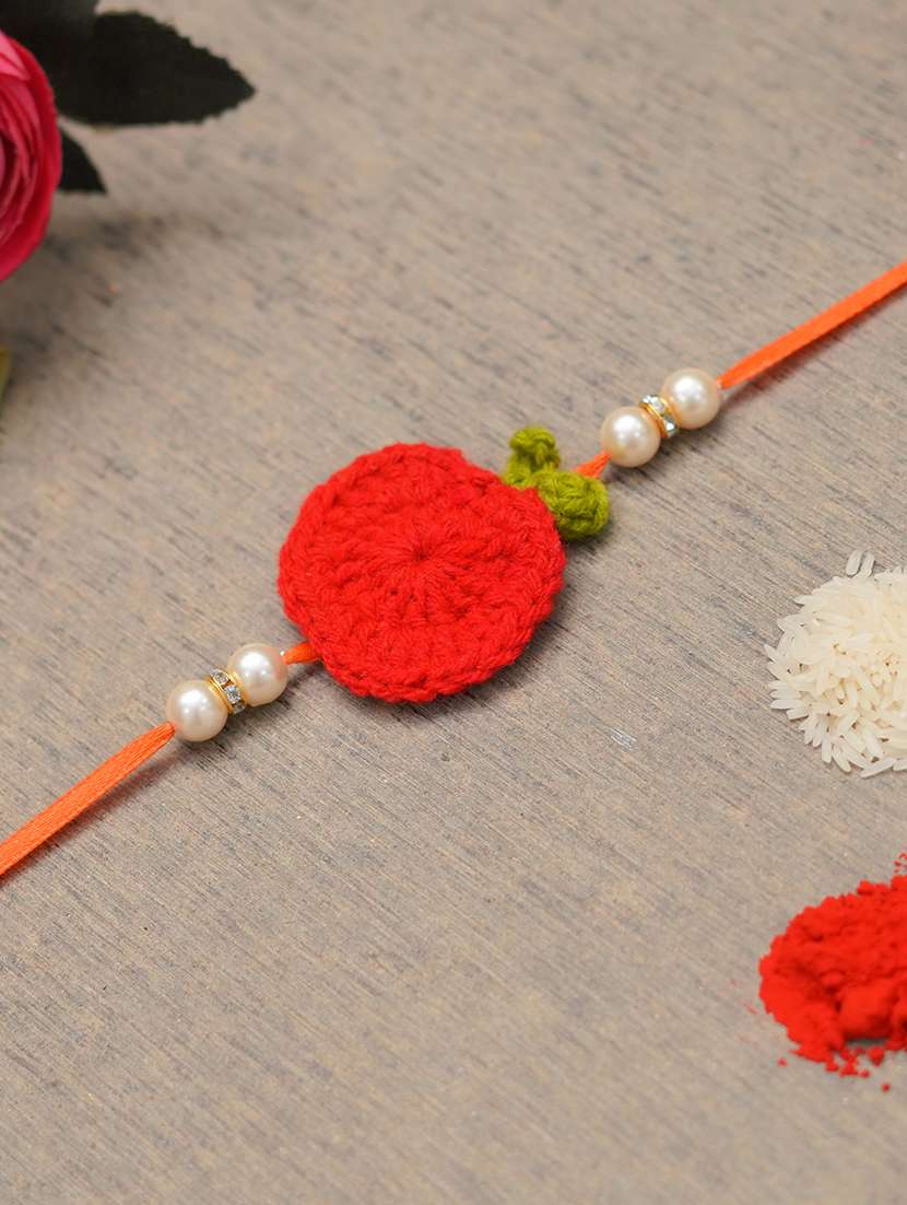 the magic wand trendy handcrafted crochet flower shaped rakhi - 22598269 -  Standard Image - 1