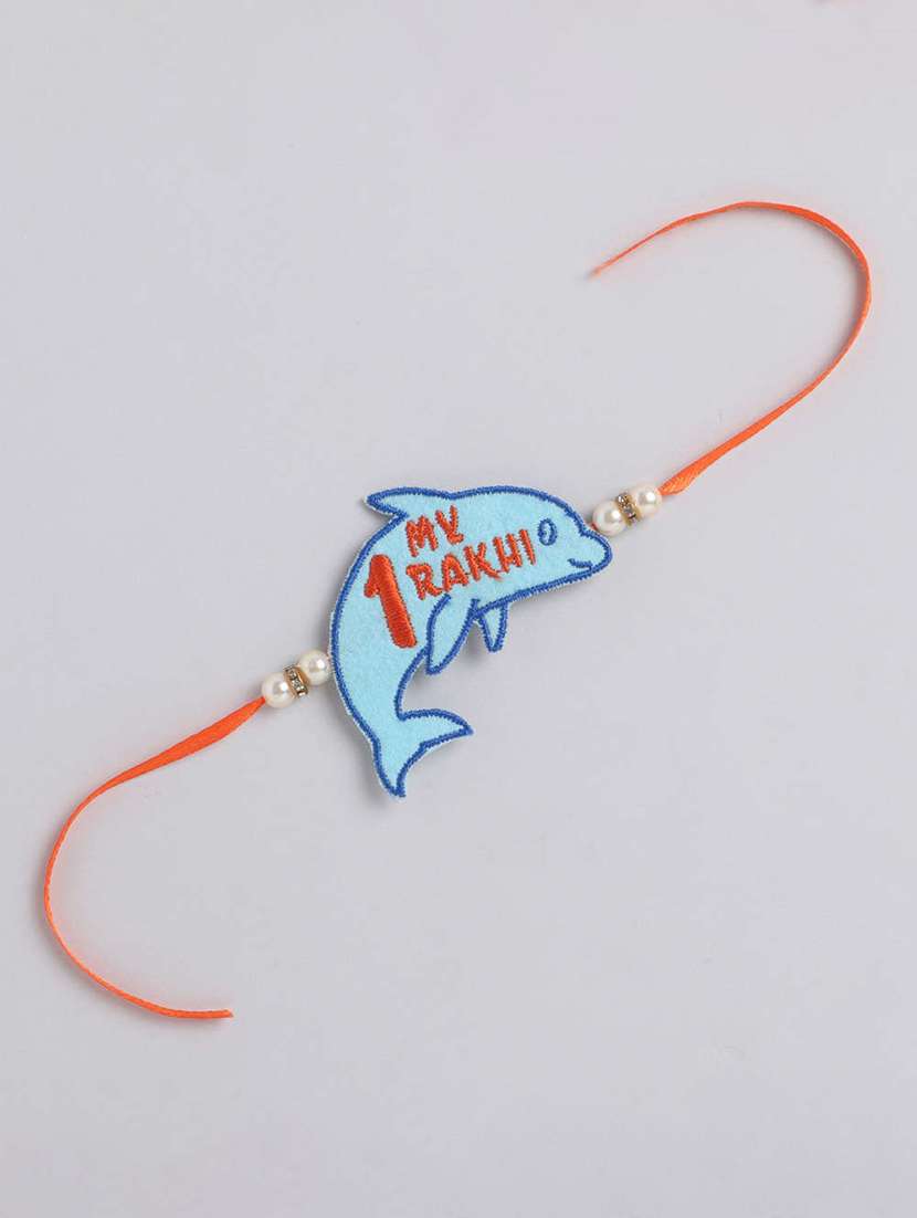 the magic wand trendy dolphin applique my first rakhi - 22598285 -  Standard Image - 1