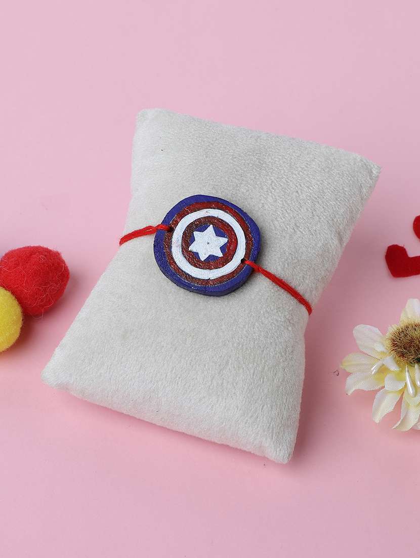 the magic wand trendy captain america hand painted wooden rakhi  - 22598293 -  Standard Image - 1