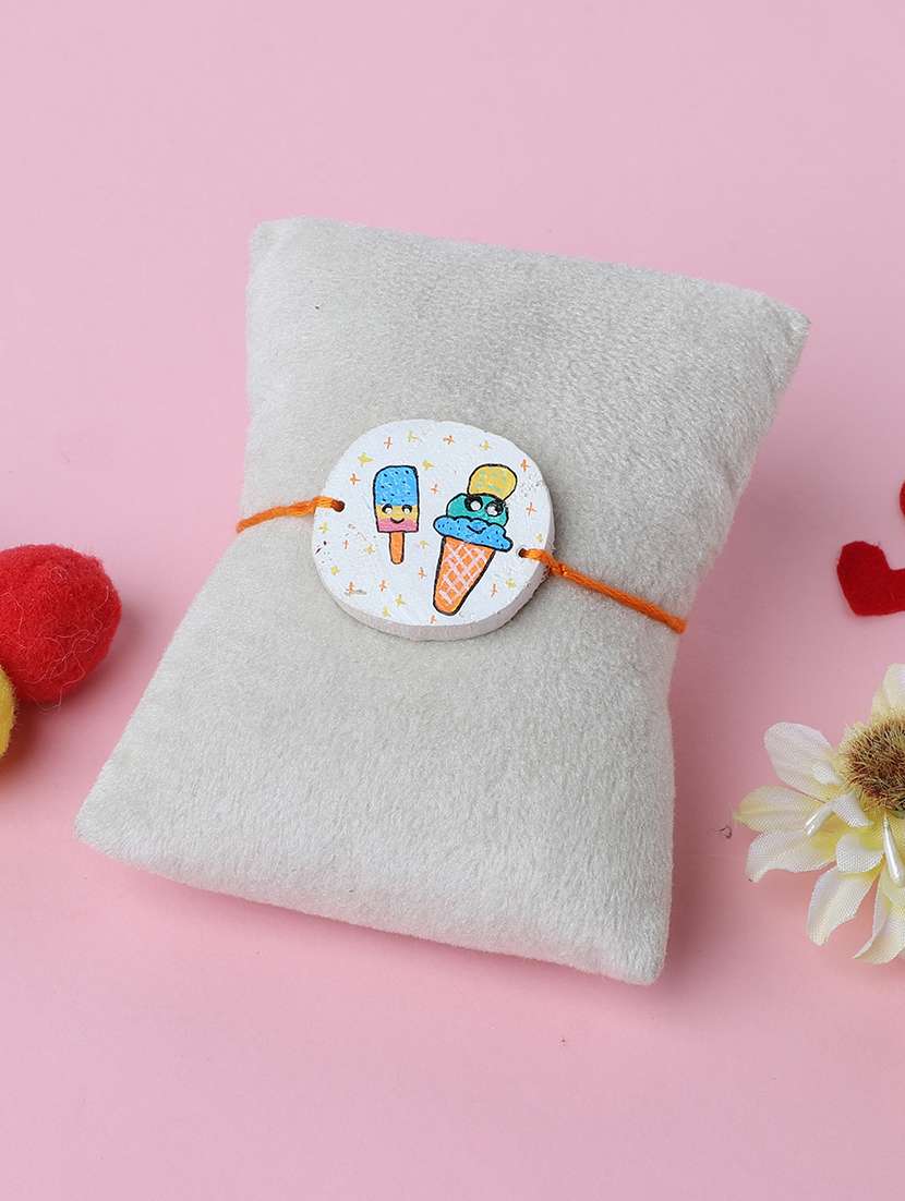 the magic wand cute ice cream hand painted wooden rakhi - 22598294 -  Standard Image - 1