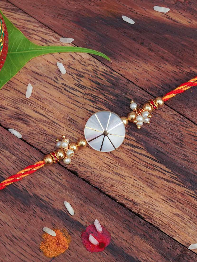 the magic wand trendy beaded ivory stone rakhi - 22598318 -  Standard Image - 1
