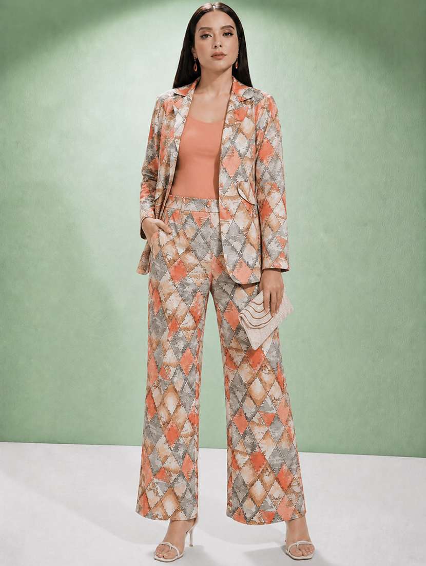 Women Printed Long Sleeve Blazer And Trouser Co-ord Set - 22598341 -  Standard Image - 4