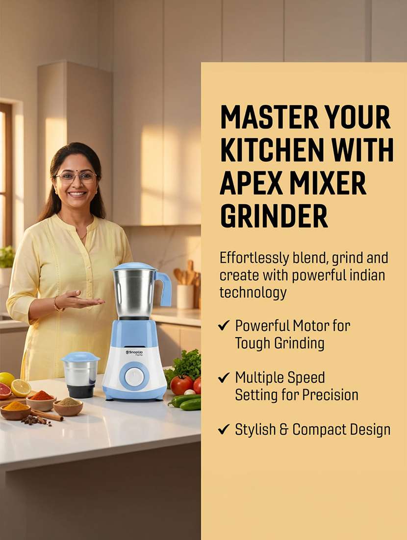 snapup apex mixer grinder 500w blue white 2 jars - 22598463 -  Standard Image - 11