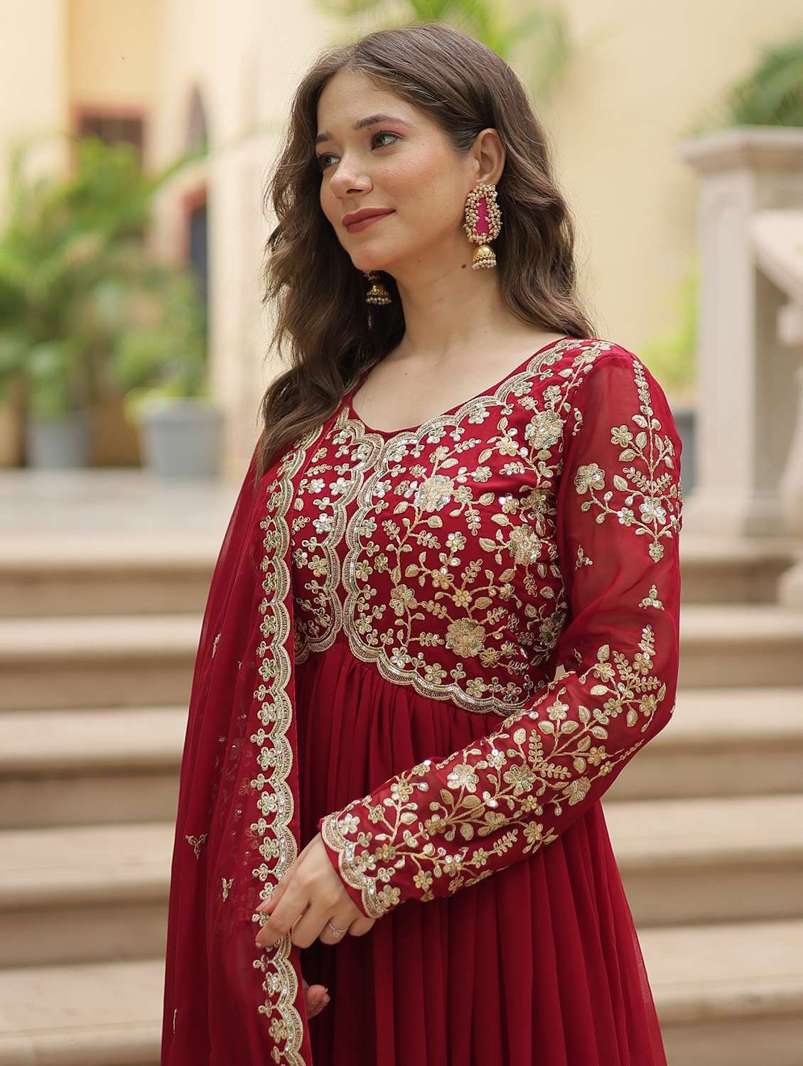 women embroidered long sleeves kurta dupatta set - 22598493 -  Standard Image - 1