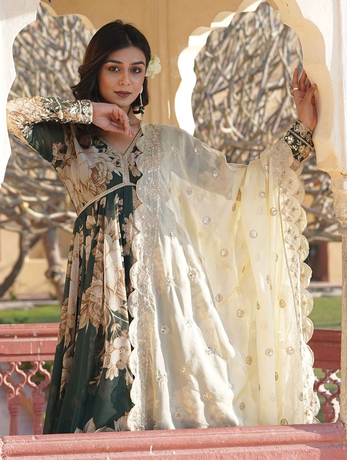 women printed long sleeves kurta dupatta set - 22598496 -  Standard Image - 1