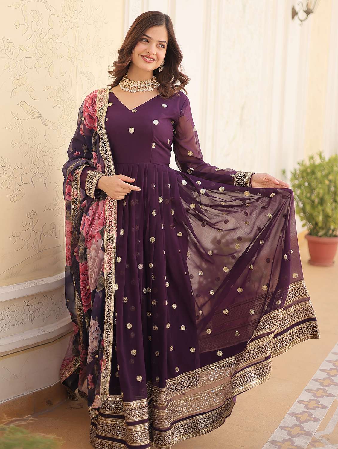 women embroidered long sleeves kurta dupatta set - 22598499 -  Standard Image - 1