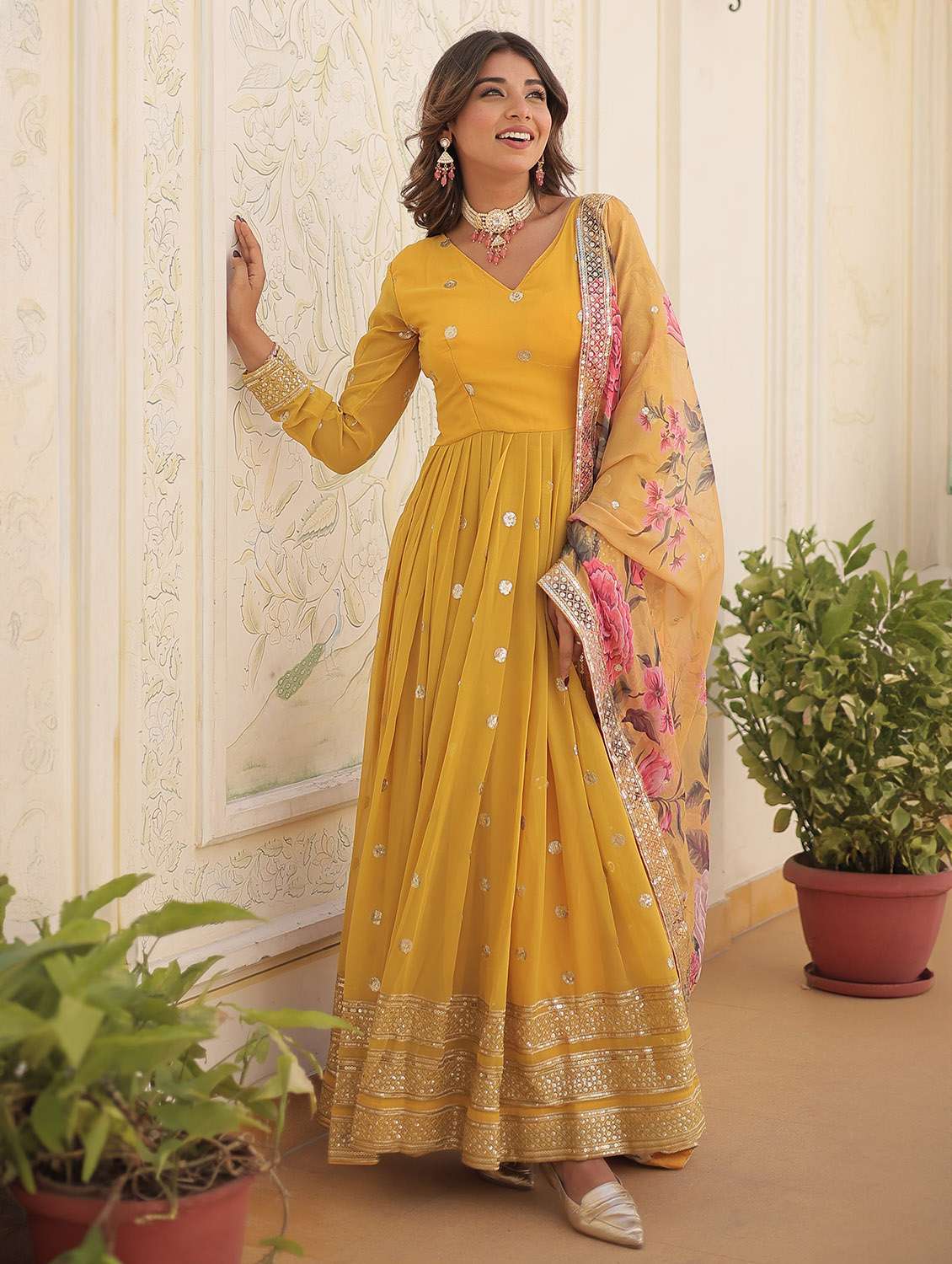 women embroidered long sleeves kurta dupatta set - 22598500 -  Standard Image - 1