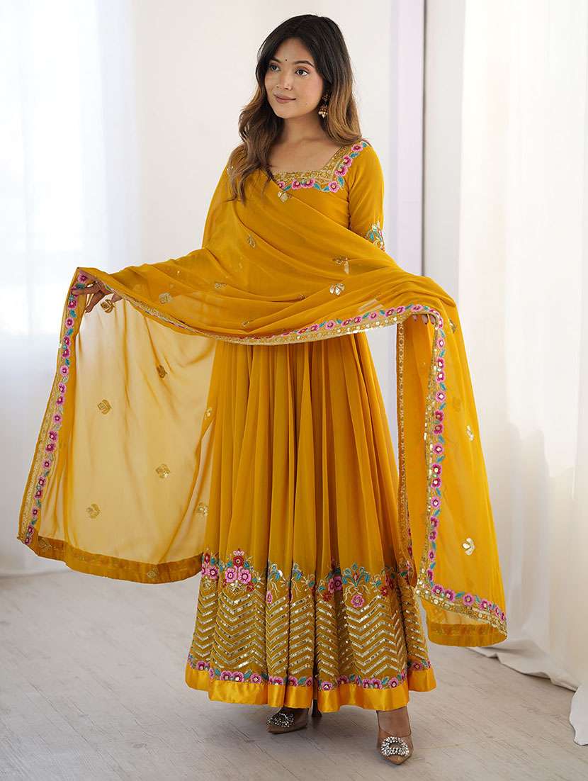 women embroidered long sleeves kurta dupatta set - 22598553 -  Standard Image - 1